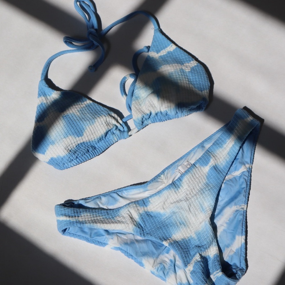 BECCA Sky Blue and White Bikini Set